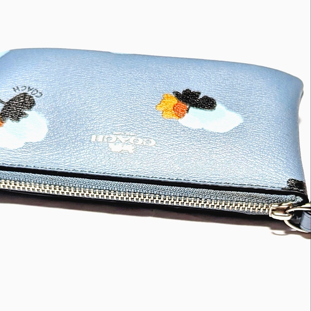 💙Coach Blue Cornflower Floral Zip Around Wristlet - Picture 6 of 9